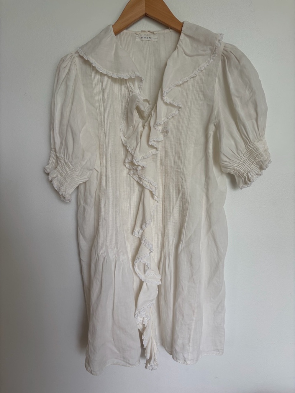 Doen Cream Ruffle-Front Dress